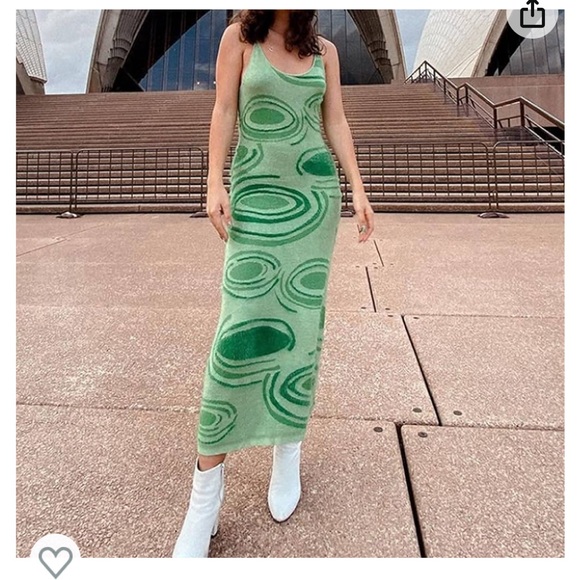 WPYYI Print Dress, Women's Green Summer Hollow Sleeveless Beach Midi Dress - Picture 2 of 8